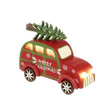 RESIN LIGHT UP RED CHRISTMAS CAR